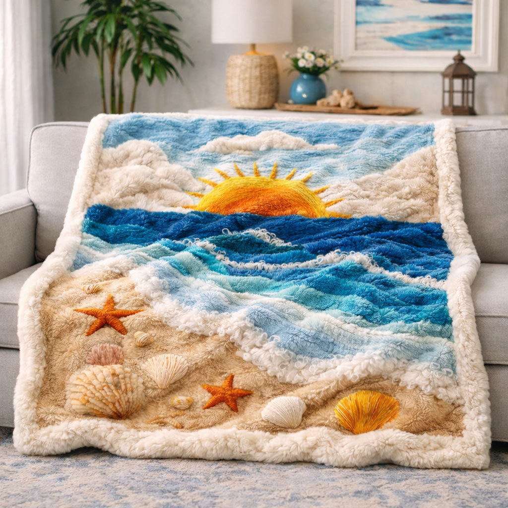 Ocean Sunrise KL2901004CL Faux Fur Throw Blanket