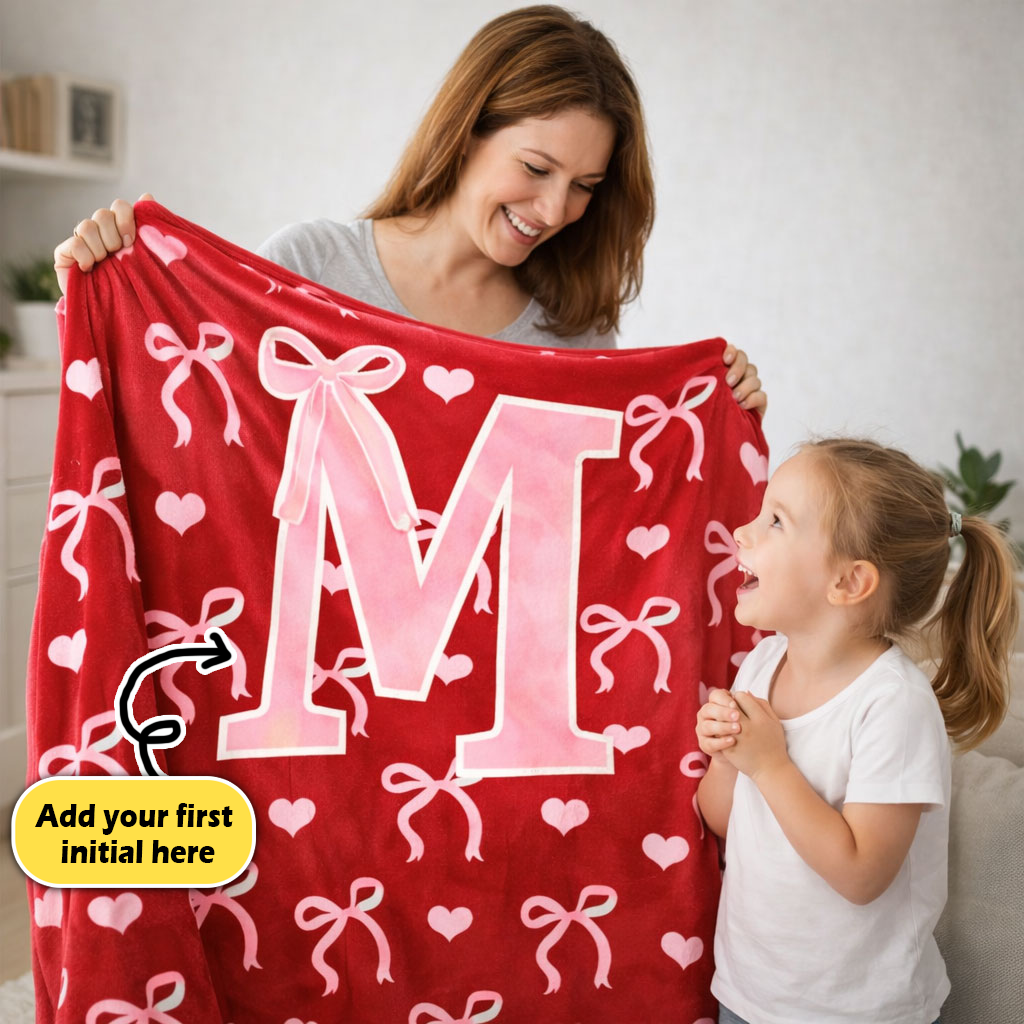Sweetheart Ribbon Monogram – Red WN0403003CL Fleece Blanket