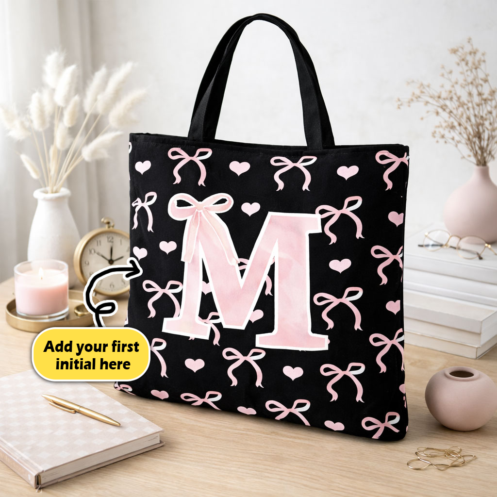 Sweetheart Ribbon Monogram WN0303003CL Quilted Tote Bag