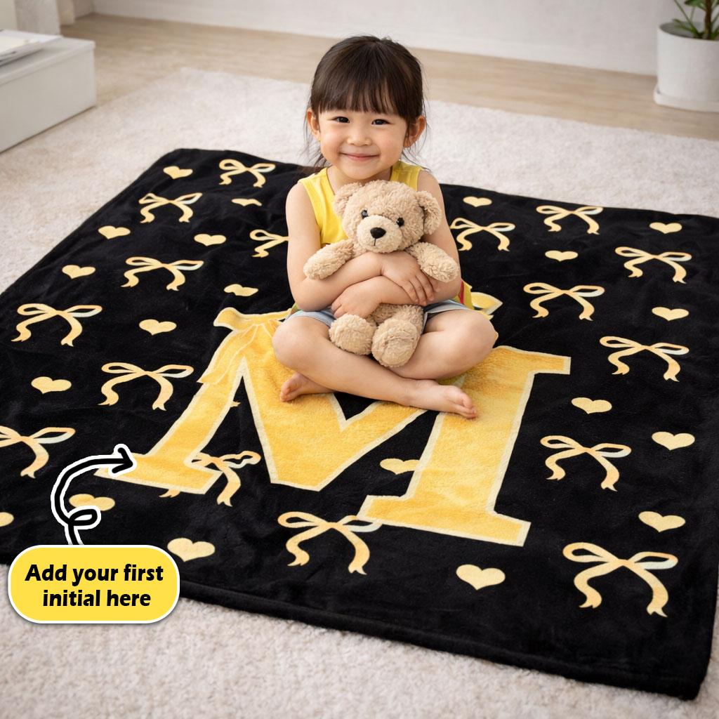 Sweetheart Ribbon Monogram – Gold WN0403002CL Fleece Blanket