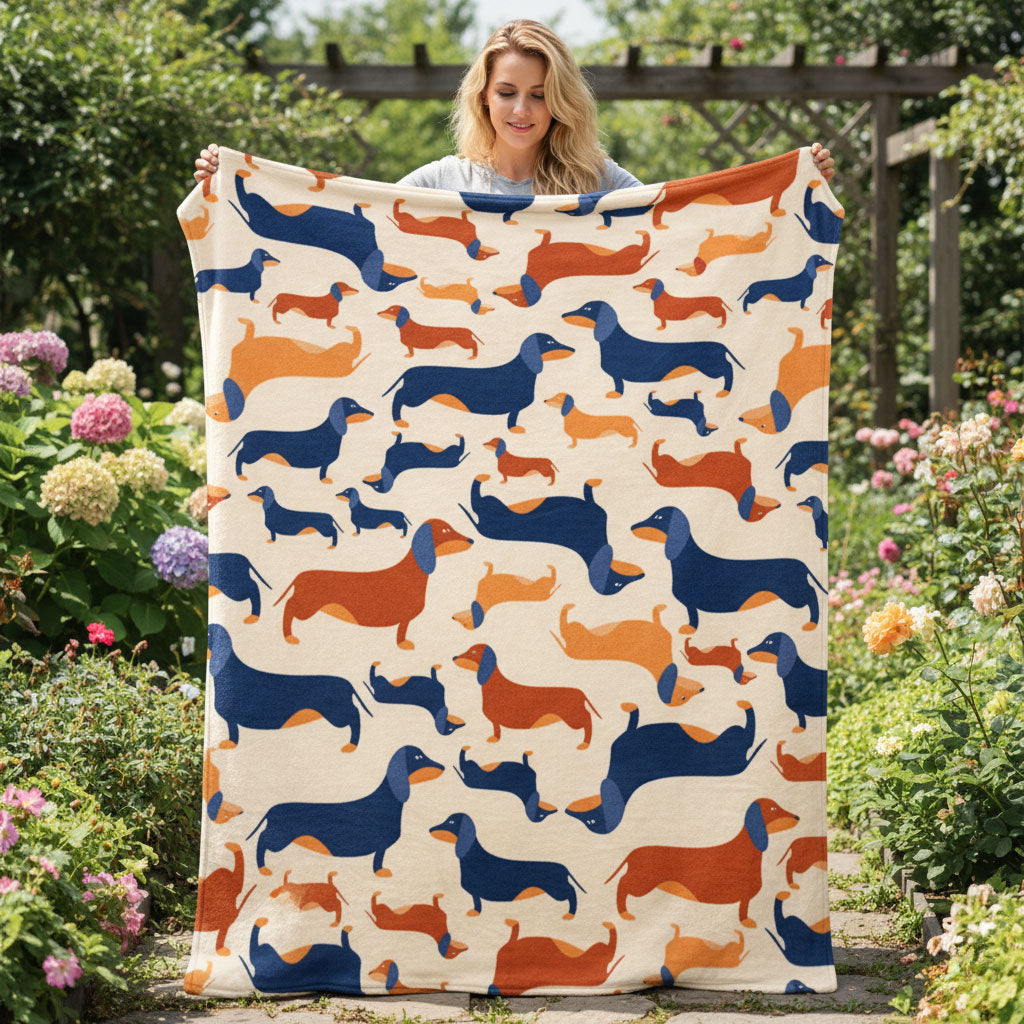 Dachshund Playful WN2901001CL Fleece Blanket