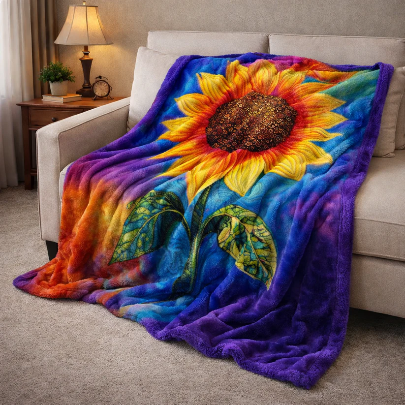 Hippie Sunflower QA0203002CL Faux Fur Throw Blanket