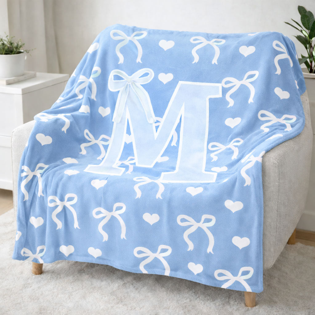Sweetheart Ribbon Monogram – Baby Blue WN0403001CL Fleece Blanket