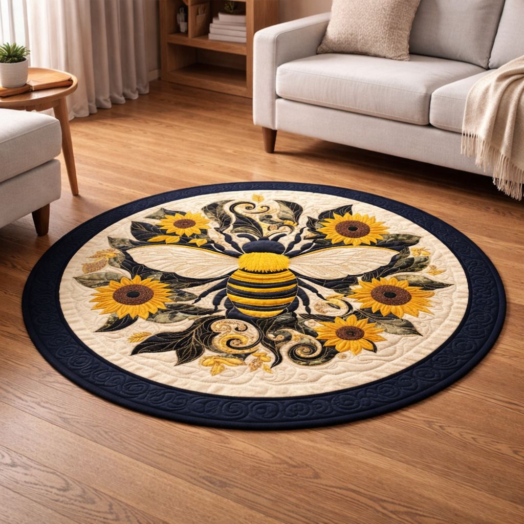 Bee & Sunflower Harmony KL0212001CL Quilted Round Mat