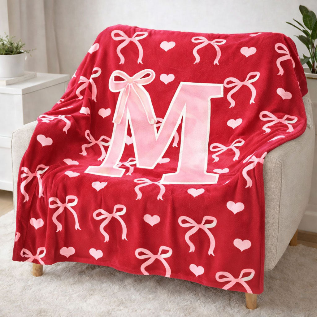 Sweetheart Ribbon Monogram – Red WN0403003CL Fleece Blanket