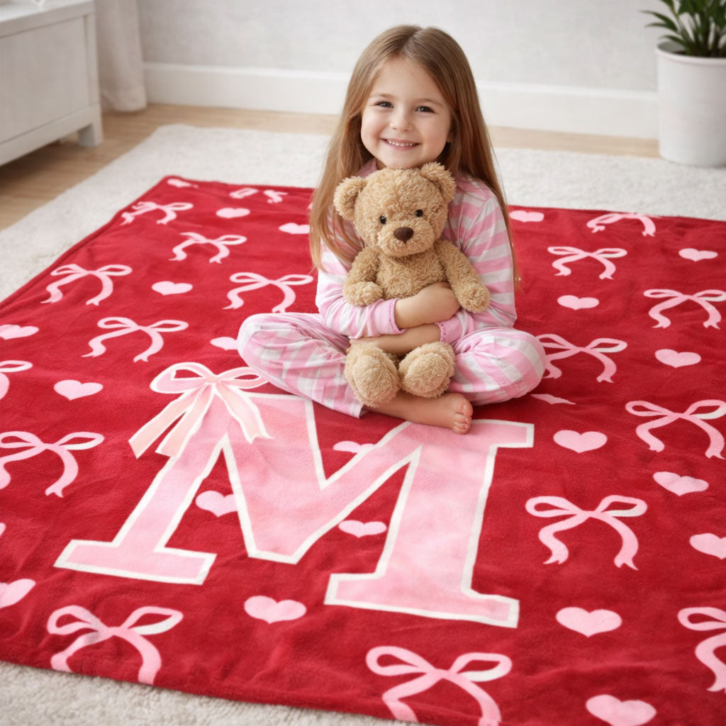 Sweetheart Ribbon Monogram – Red WN0403003CL Fleece Blanket