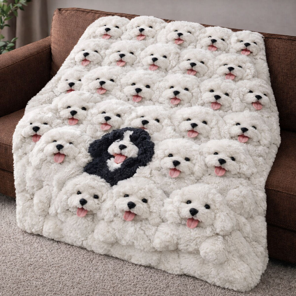 Bichon Frise Fluffy Friends WN0303001CL Faux Fur Throw Blanket