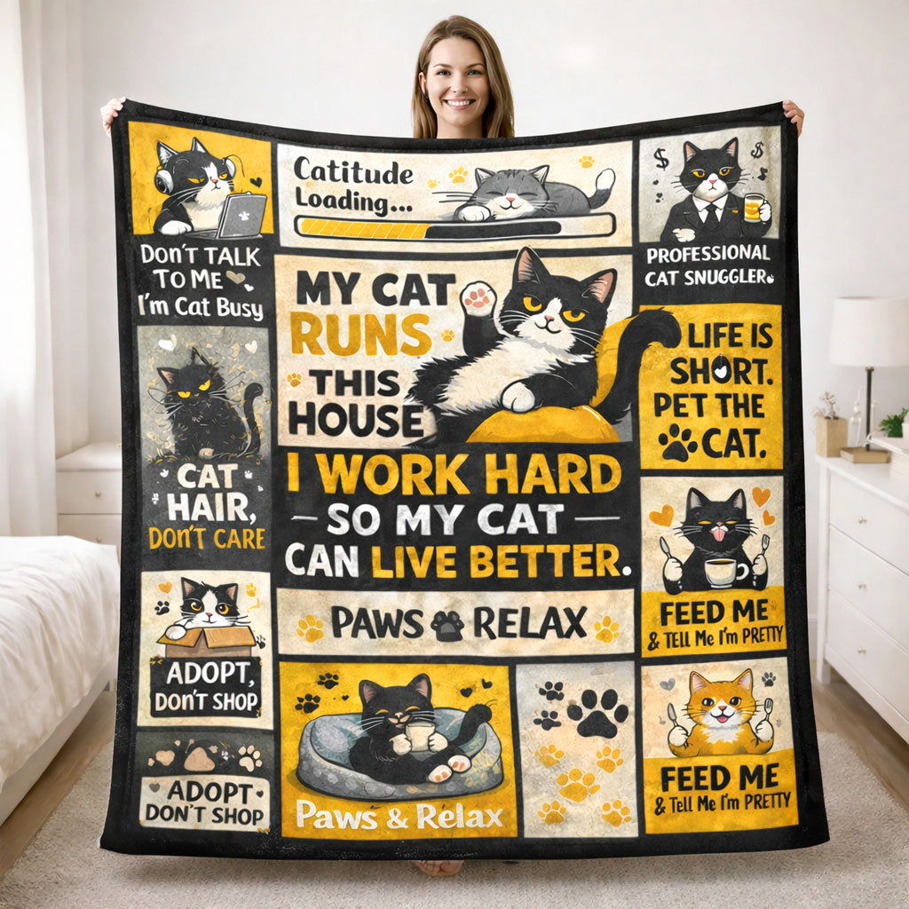 My Cat Runs This House WN0303005CL Fleece Blanket