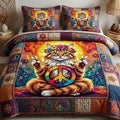 Peaceful Hippie Cat Patchwork WN0304006CL Duvet Cover Set