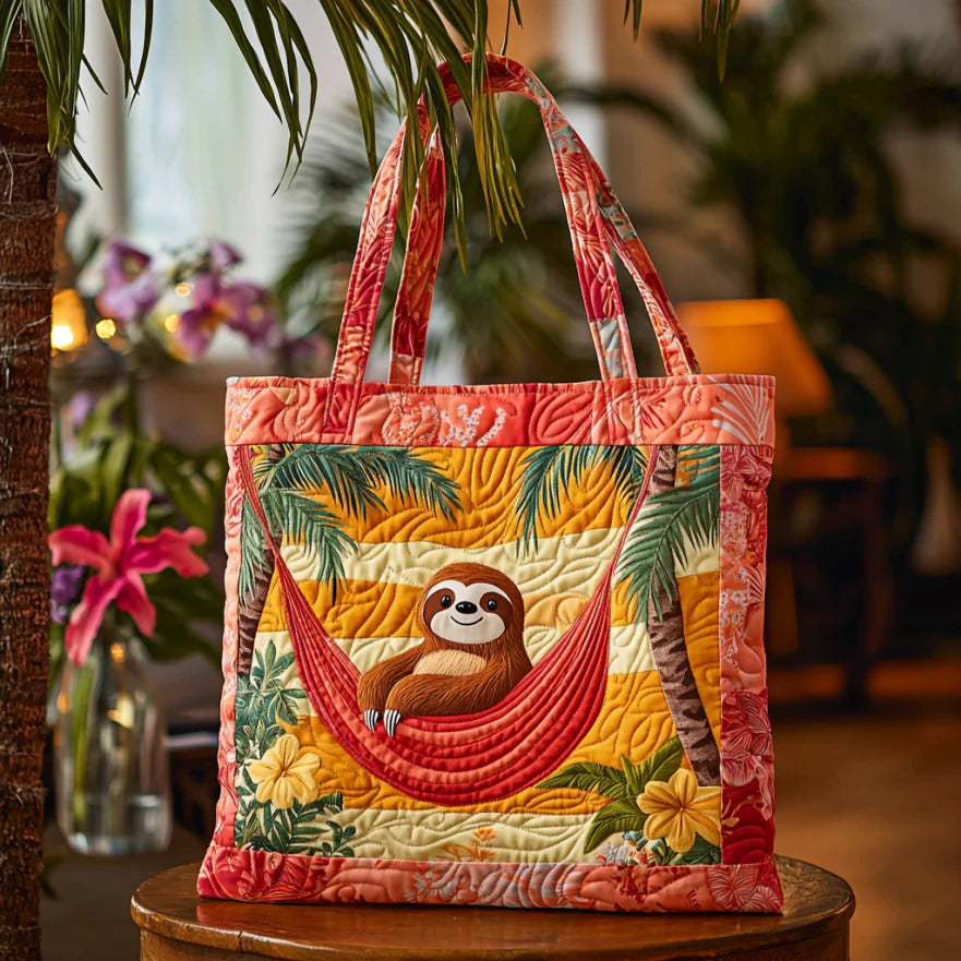 Tropical Sloth QA2702001CL Quilted Tote Bag