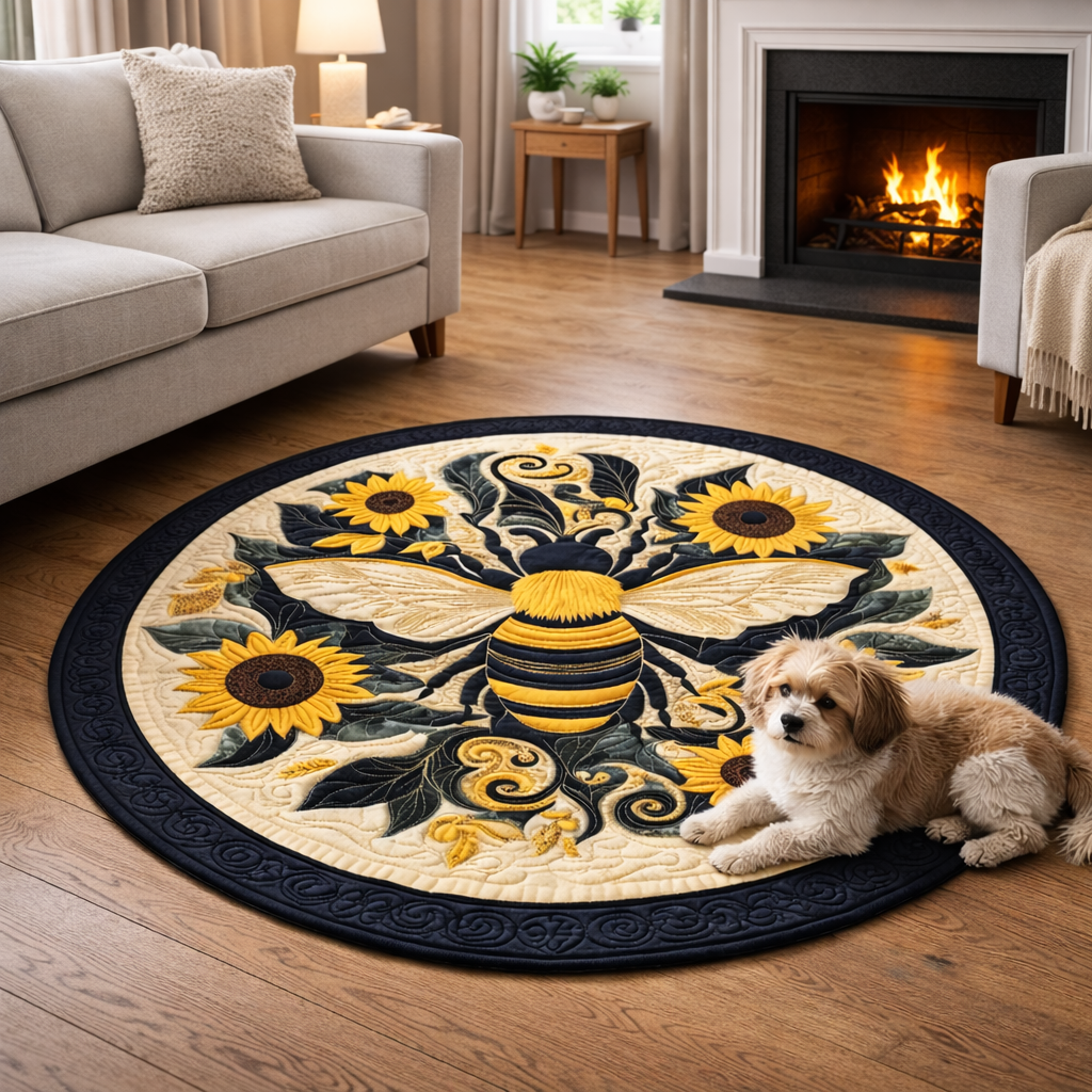 Bee & Sunflower Harmony KL0212001CL Quilted Round Mat