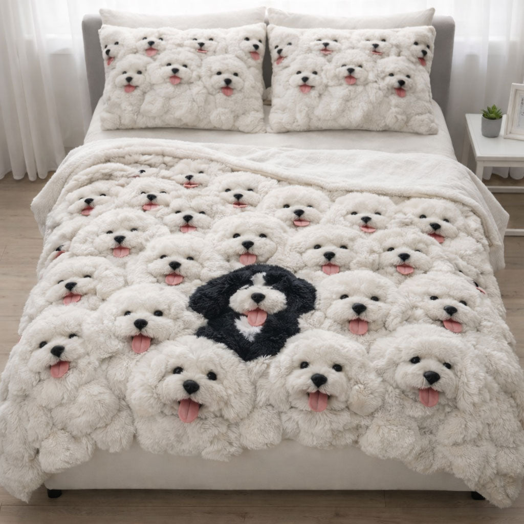 Bichon Frise Fluffy Friends WN0303001CL Faux Fur Throw Blanket