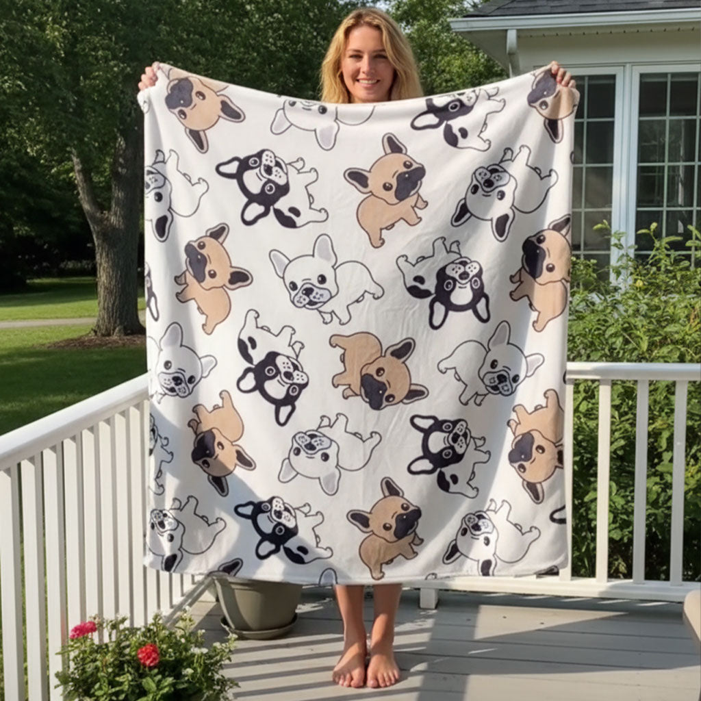 Frenchie Playful WN0302001CL Fleece Blanket