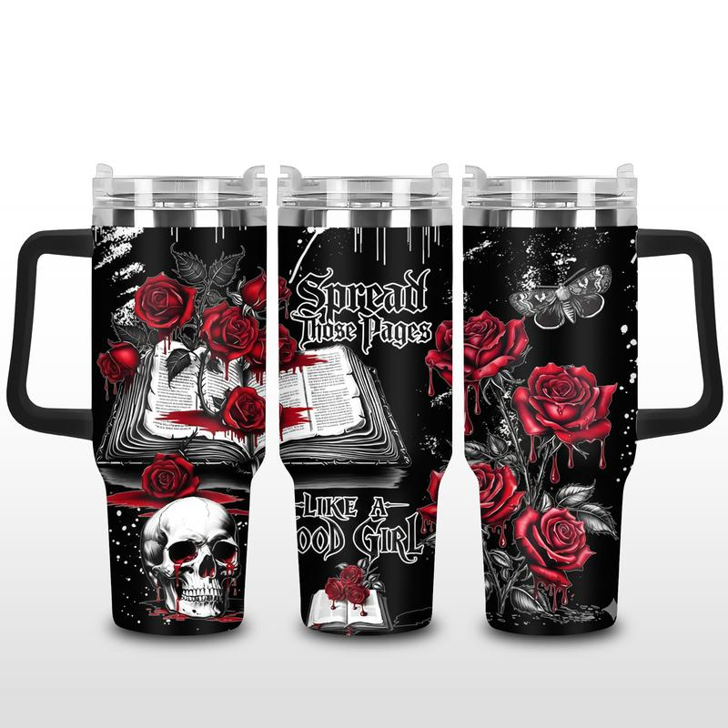 Skull Spread Those Pages XR2602001CL Tumbler with Handle