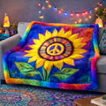 Hippie Sunflower Peace KL2601008CL Faux Fur Throw Blanket