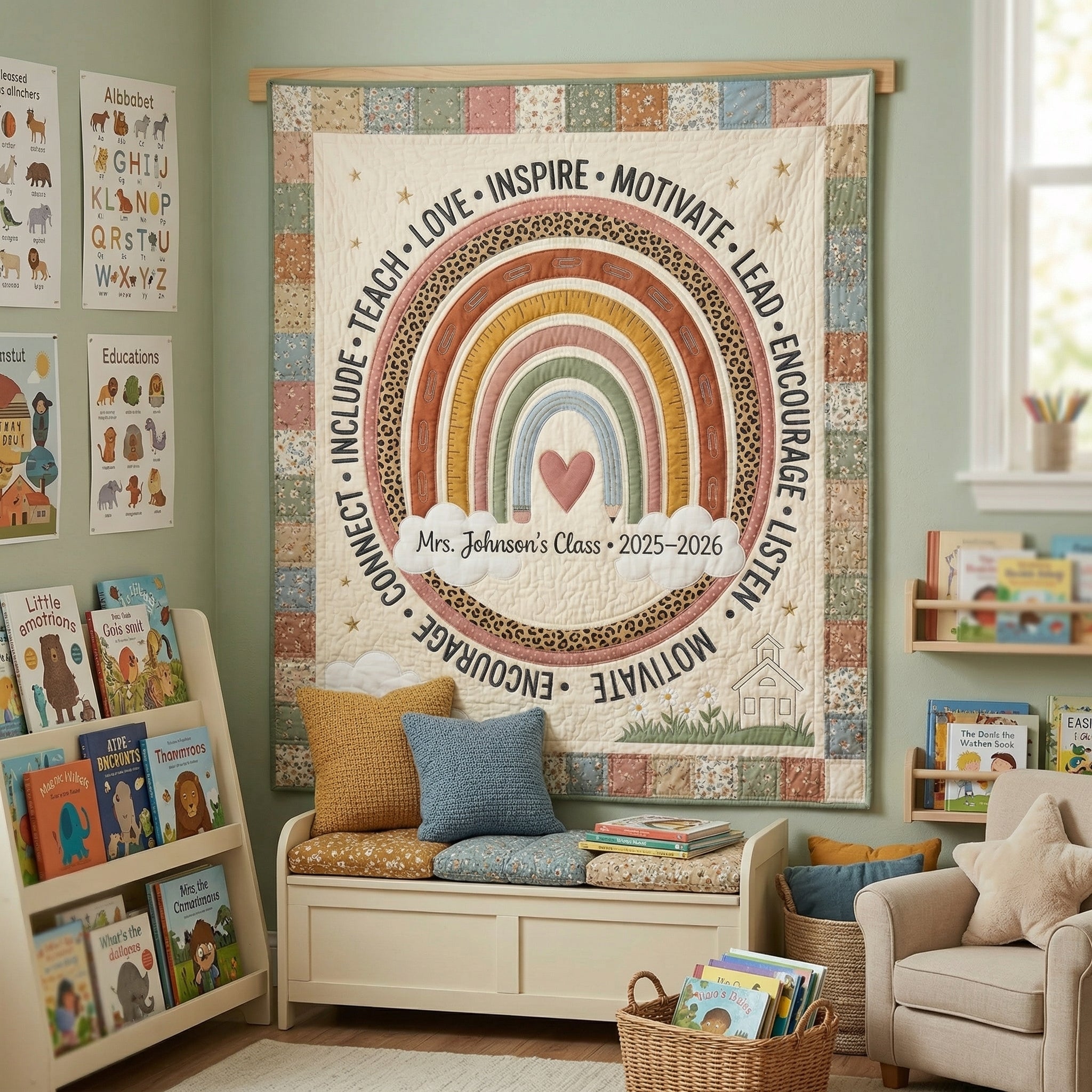 Personalized Teach With Love Lead With Heart XR0304003CL Quilt Blanket