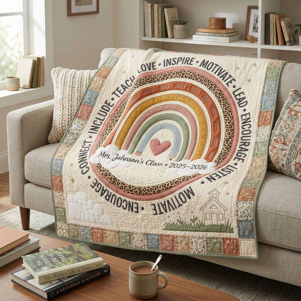 Personalized Teach With Love Lead With Heart XR0304003CL Quilt Blanket
