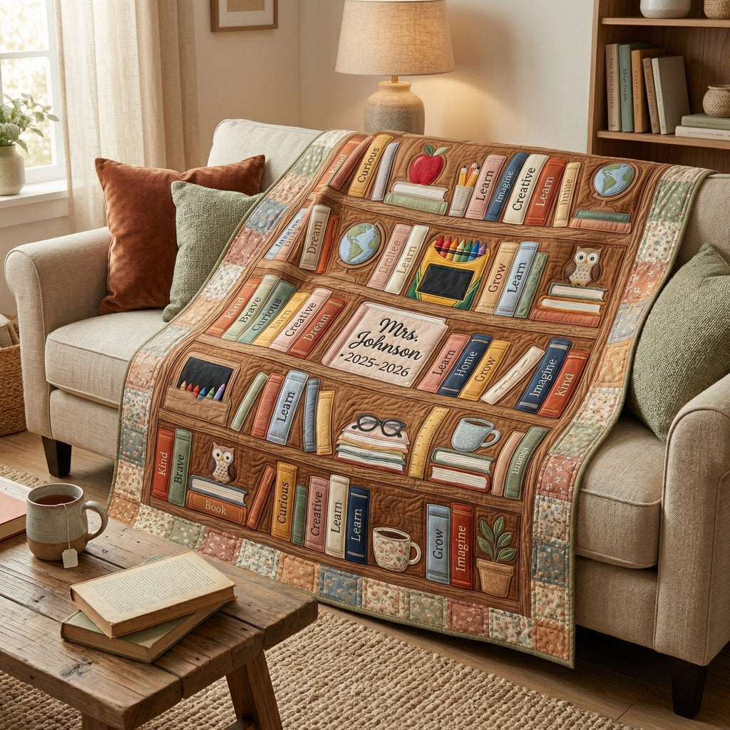 Personalized The Bookshelf of a Teacher’s Legacy XR0304004CL Quilt Blanket
