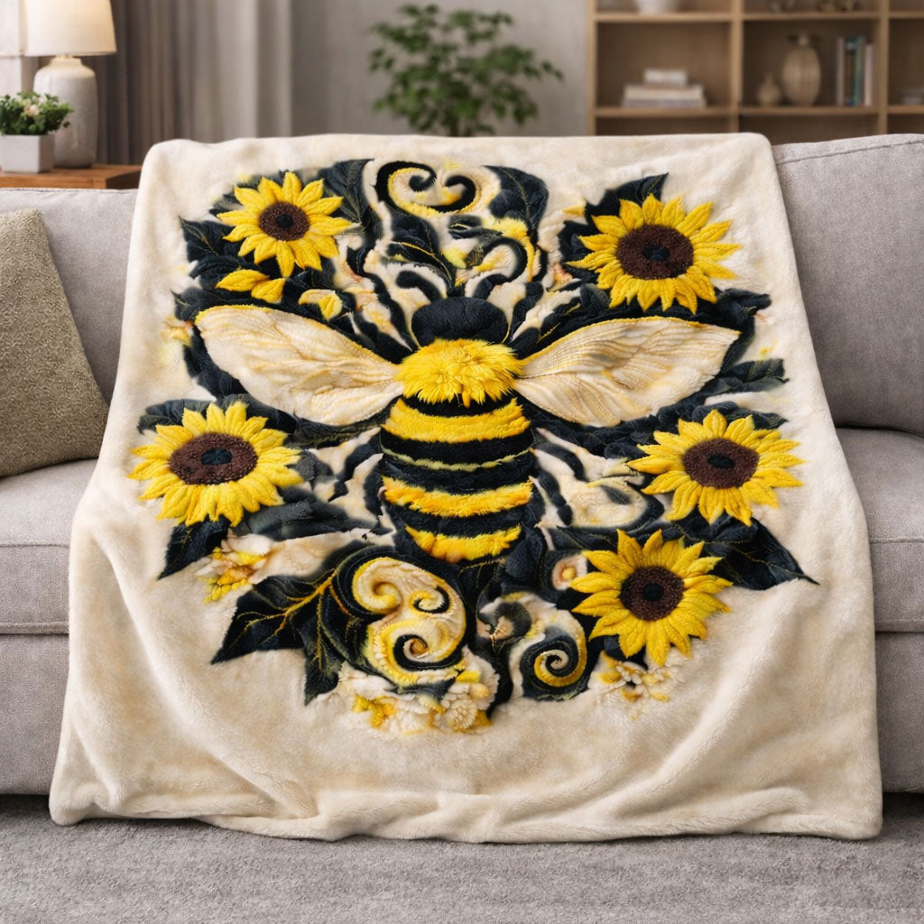 Bee & Sunflower KL0403001CL Fleece Blanket