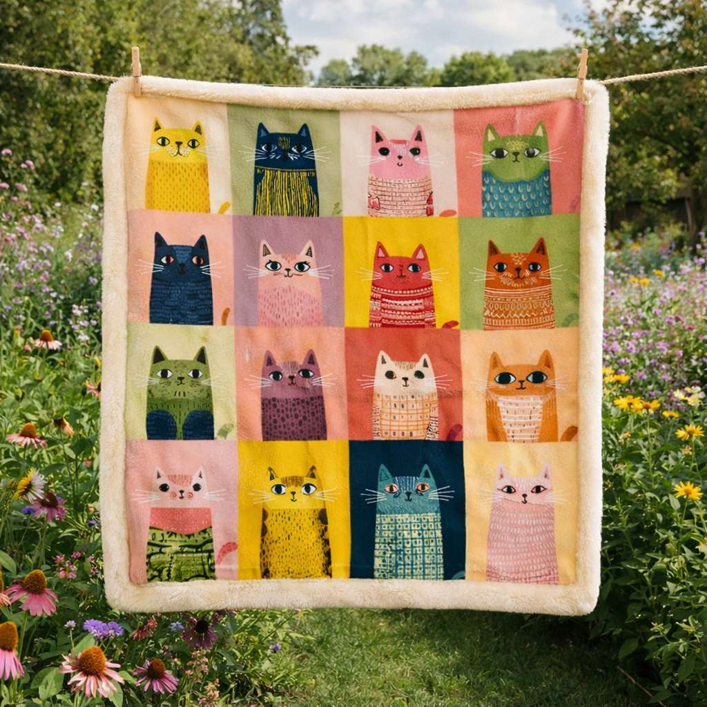 Colorful Cats XR2101007CL Faux Fur Throw Blanket