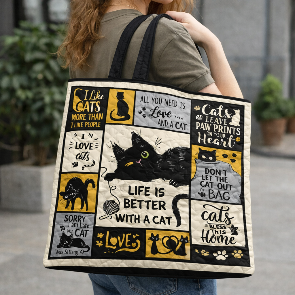 Cute Cat XR0303003CL Quilted Tote Bag