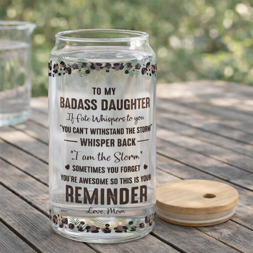 To My Badass Daughter XR0502001CL Transparent Glass Tumbler