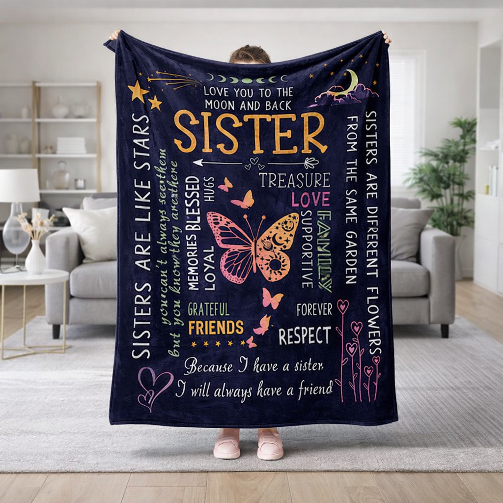 Love You Moon And Back Sister XR1803001CL Fleece Blanket