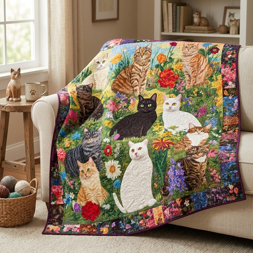 Garden Of Cats XR0903002CL Quilt Blanket