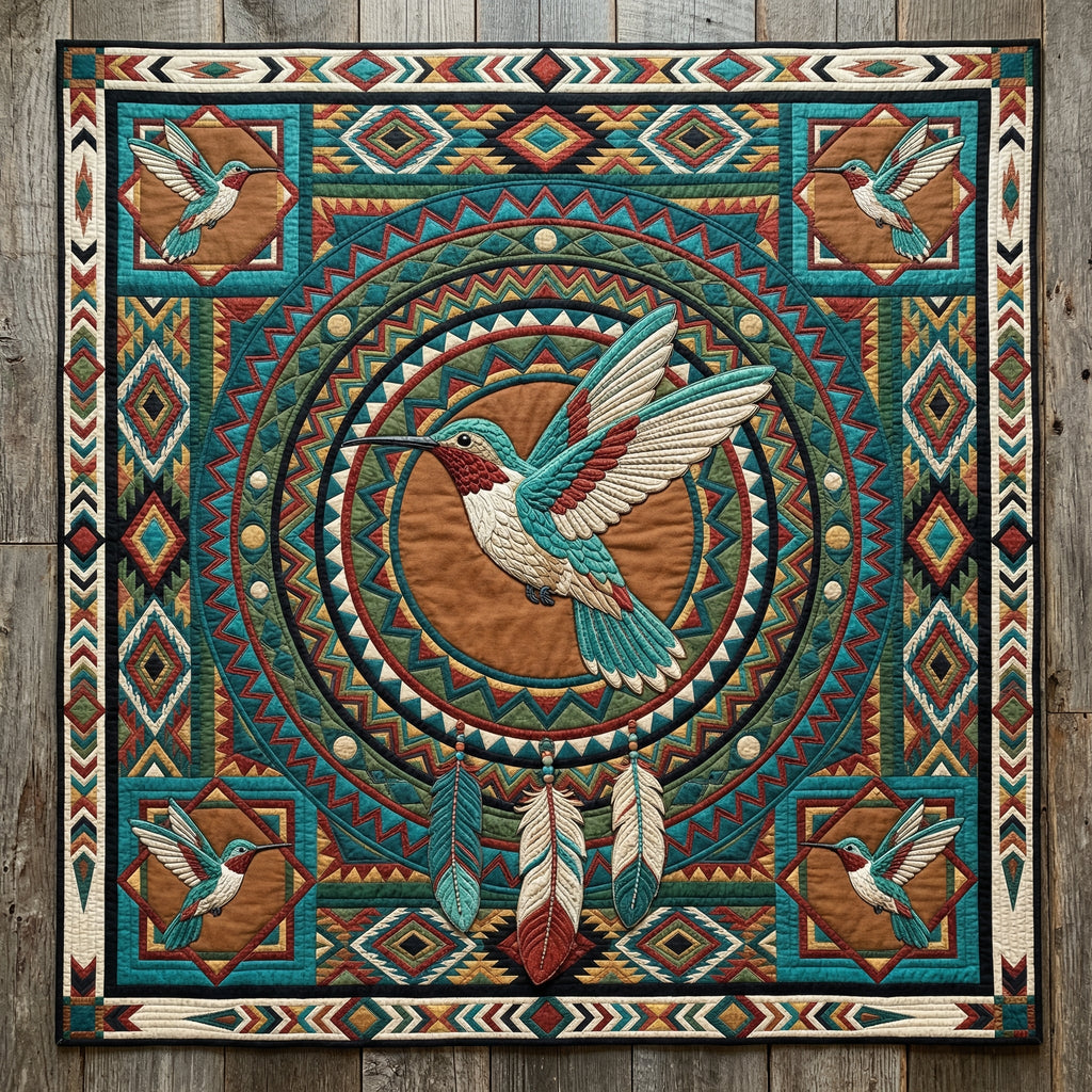Tribal Hummingbird XR0204003CL Quilt Blanket