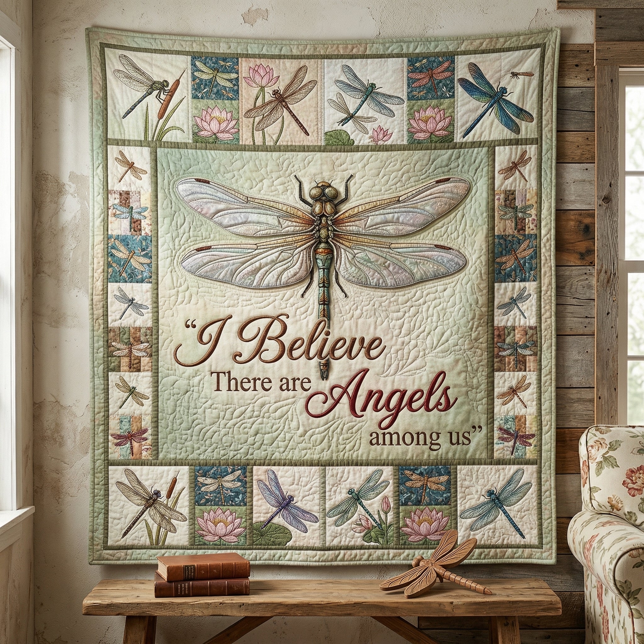 Dragonfly There Are Angels Among Us XR0104002CL Quilt Blanket