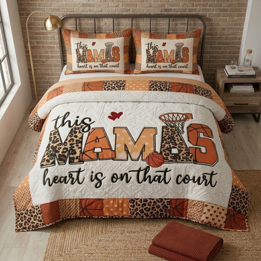 Personalized Basketball Mom Heart Patchwork WN0404006CL Duvet Cover Set