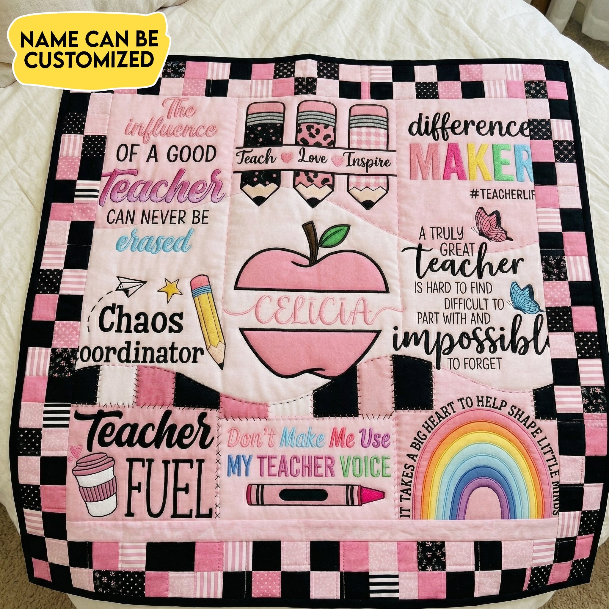 Personalized Teach Love Inspire XR3103007CL Quilt Blanket