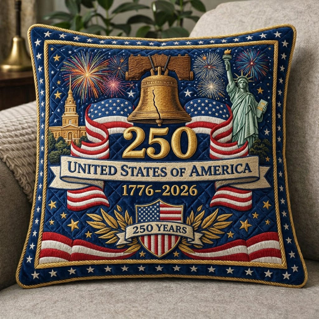 USA 250 Years Liberty Bell Celebration WN0104017CL Quilted Pillow Case
