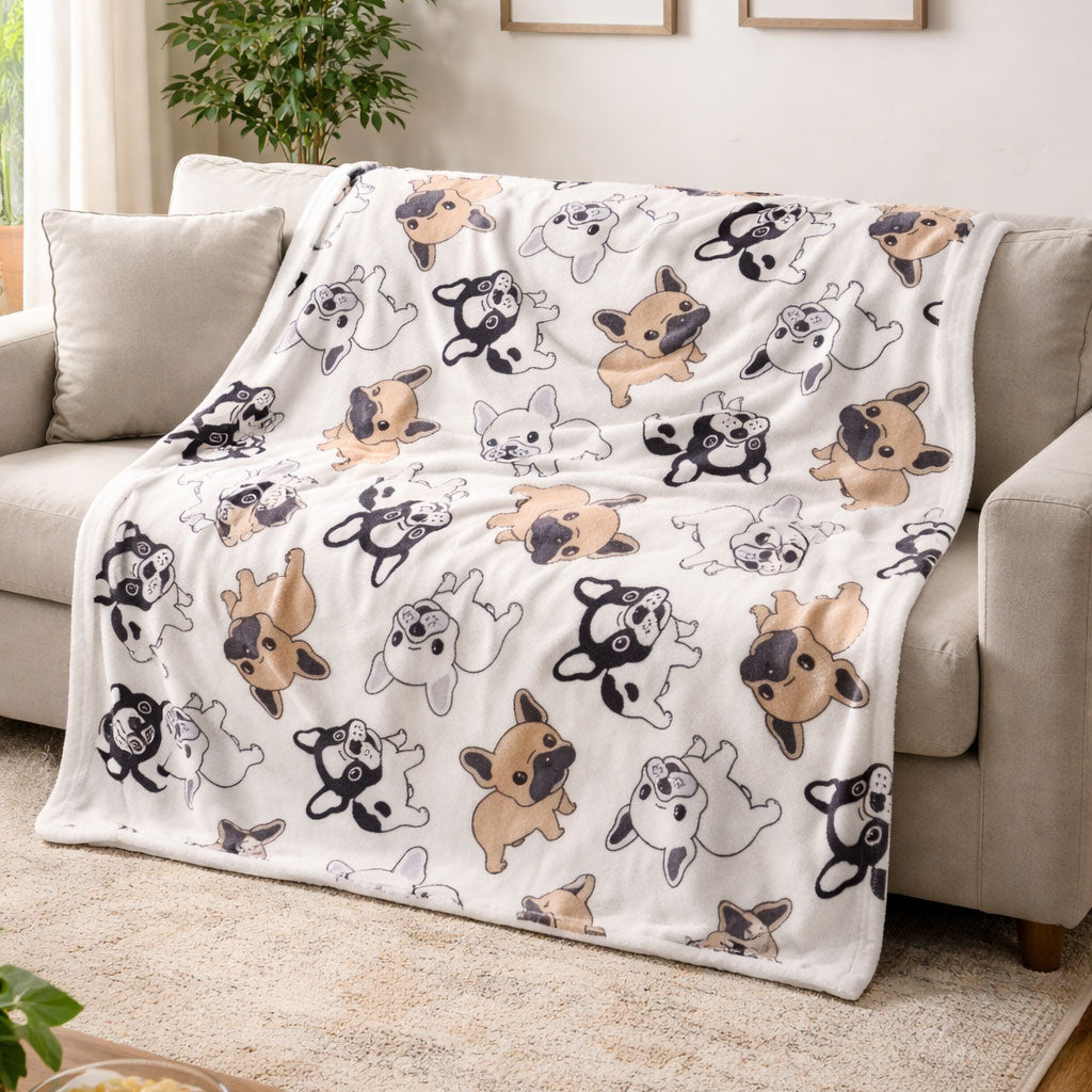 Frenchie Playful WN0302001CL Fleece Blanket