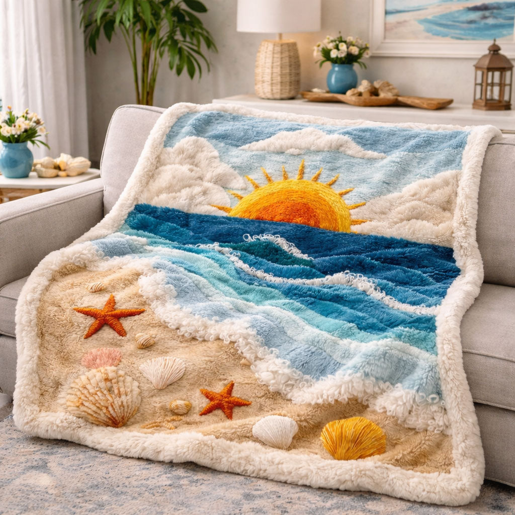 Ocean Sunrise KL2901004CL Faux Fur Throw Blanket