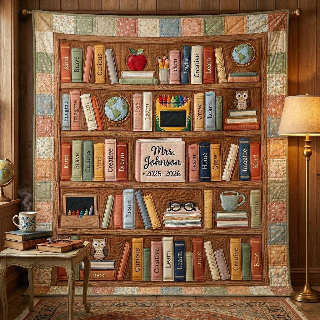 Personalized The Bookshelf of a Teacher’s Legacy XR0304004CL Quilt Blanket