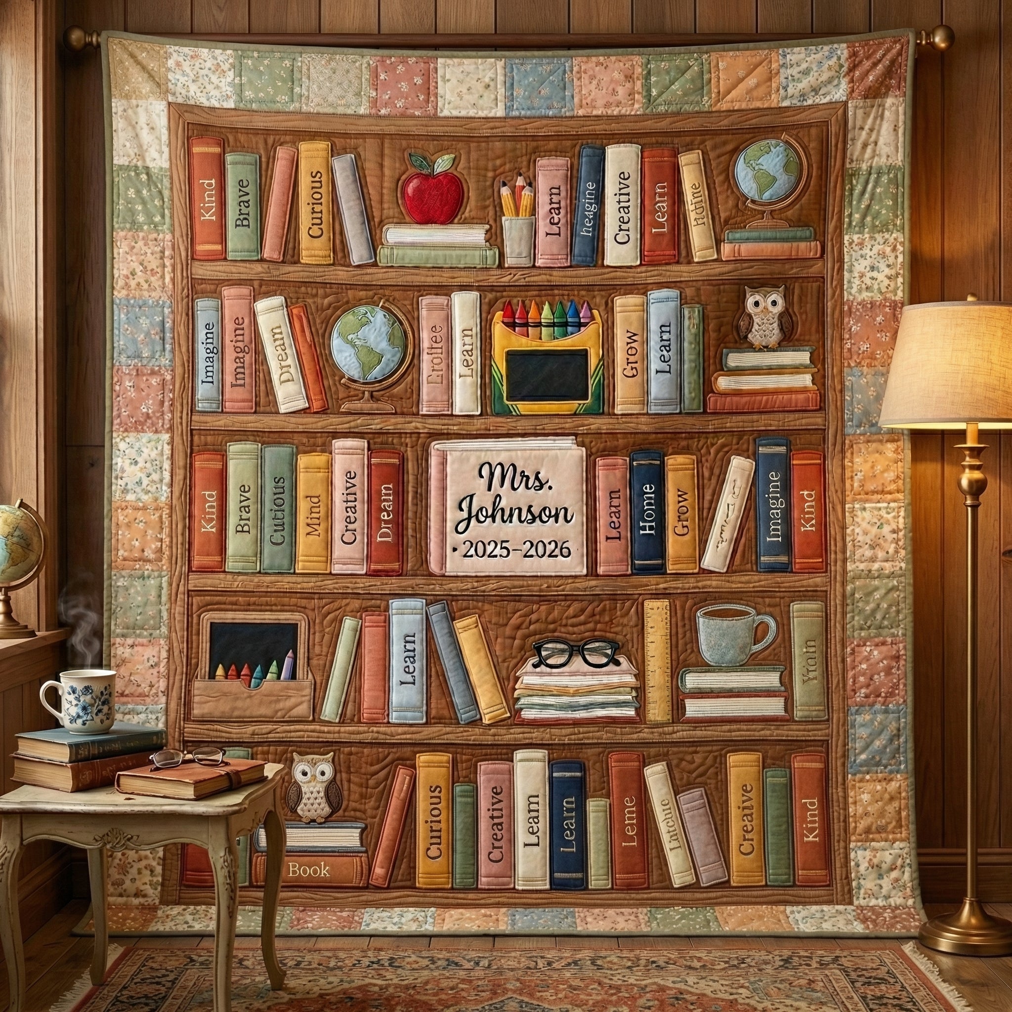 Personalized The Bookshelf of a Teacher’s Legacy XR0304004CL Quilt Blanket