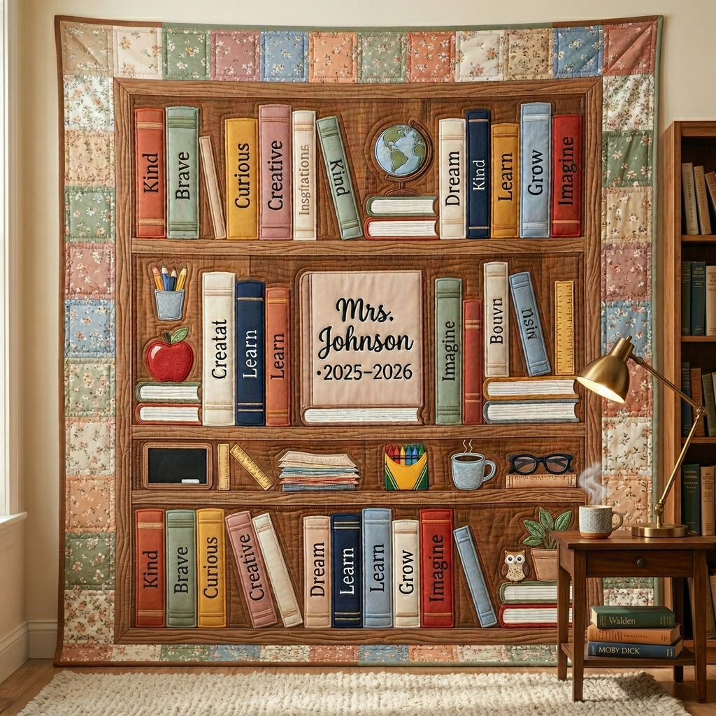 Personalized A Lifetime of Lessons on Every Shelf XR0304005CL Quilt Blanket
