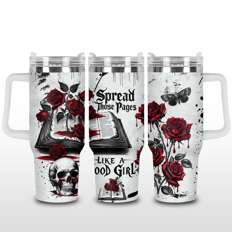 Skull Spread Those Pages XR2602001CL Tumbler with Handle
