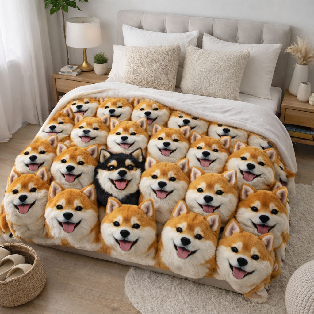 Shiba Inu Smiles WN0303002CL Faux Fur Throw Blanket