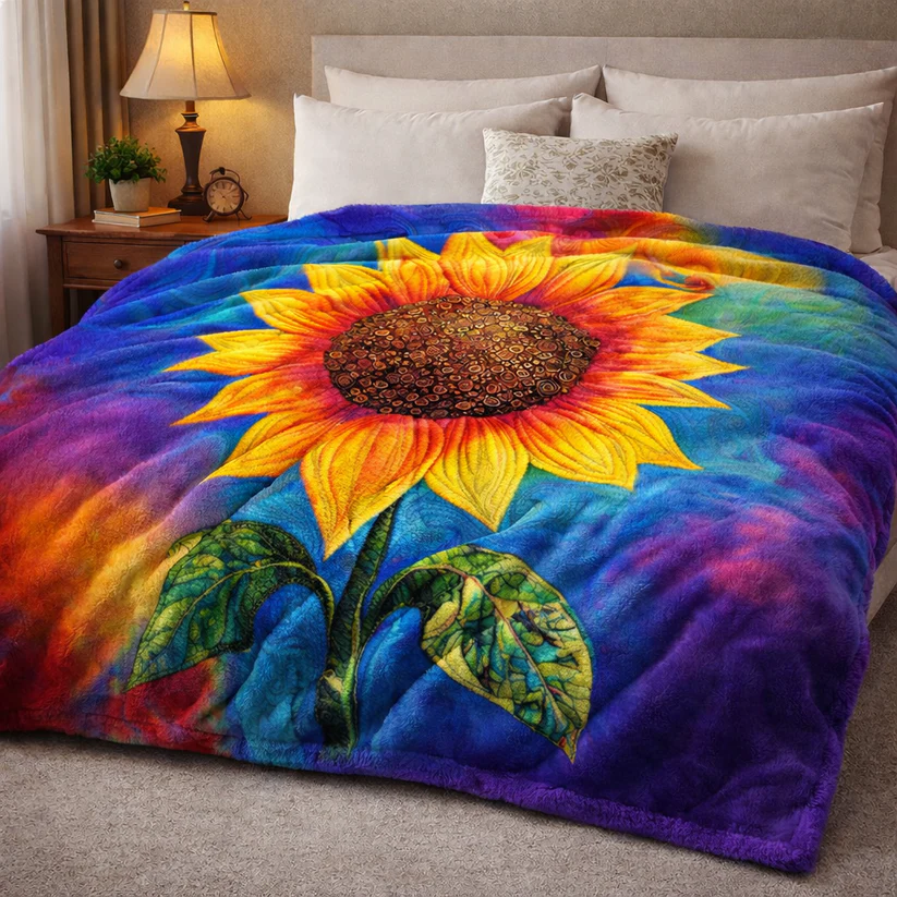 Hippie Sunflower QA0203002CL Faux Fur Throw Blanket