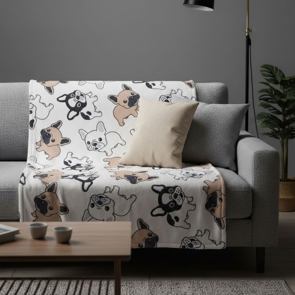 Frenchie Playful WN0302001CL Fleece Blanket