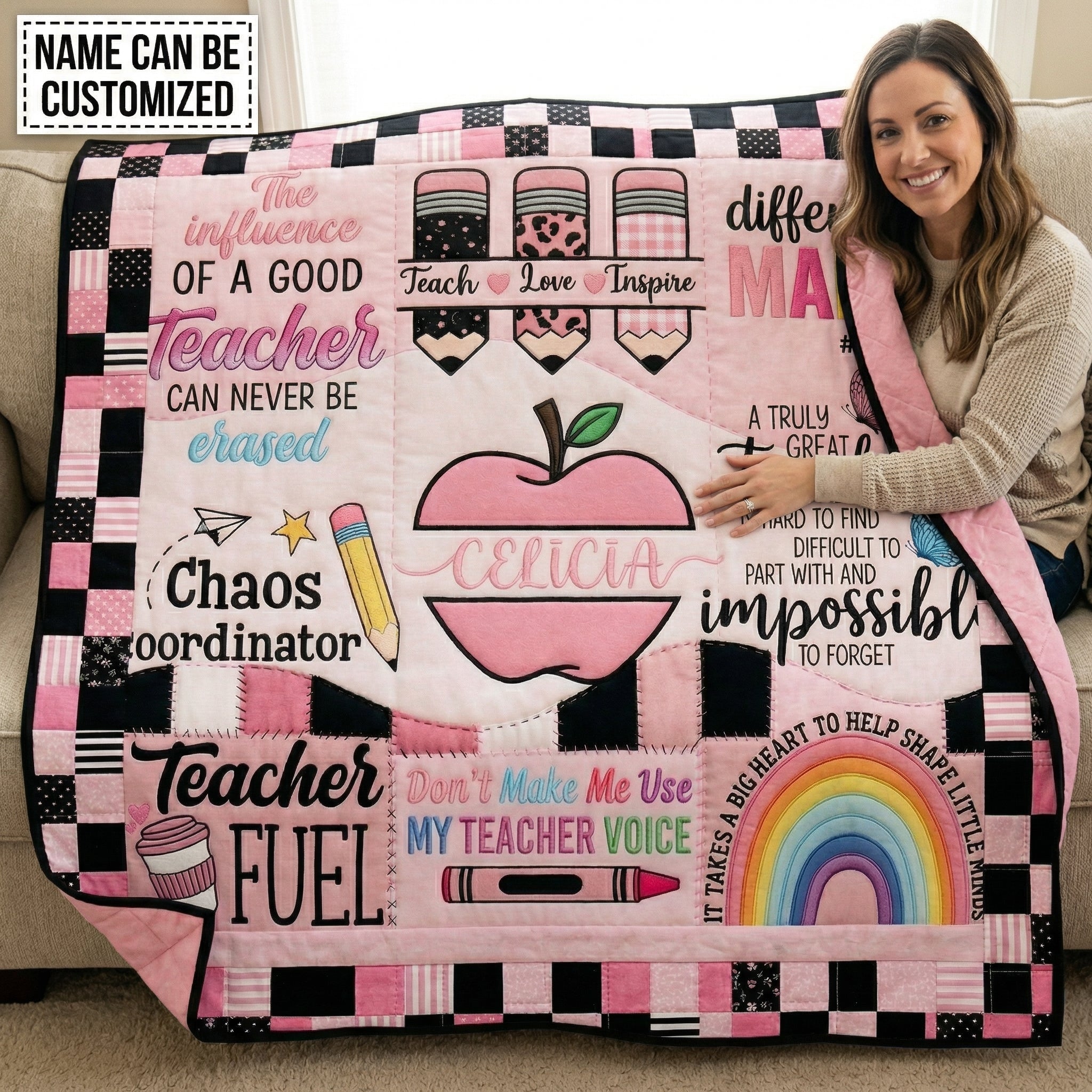 Personalized Teach Love Inspire XR3103007CL Quilt Blanket