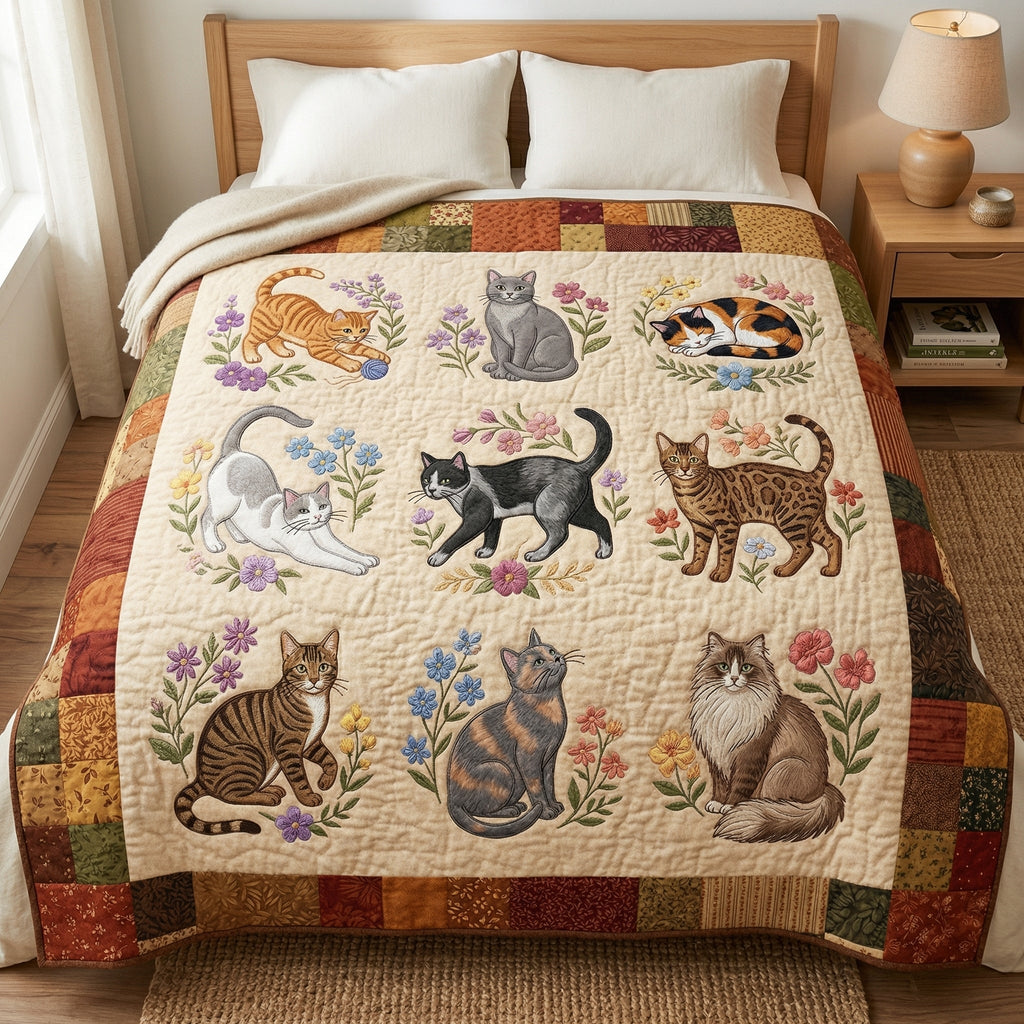 Cottage Cat Garden XR0104008CL Quilt Blanket