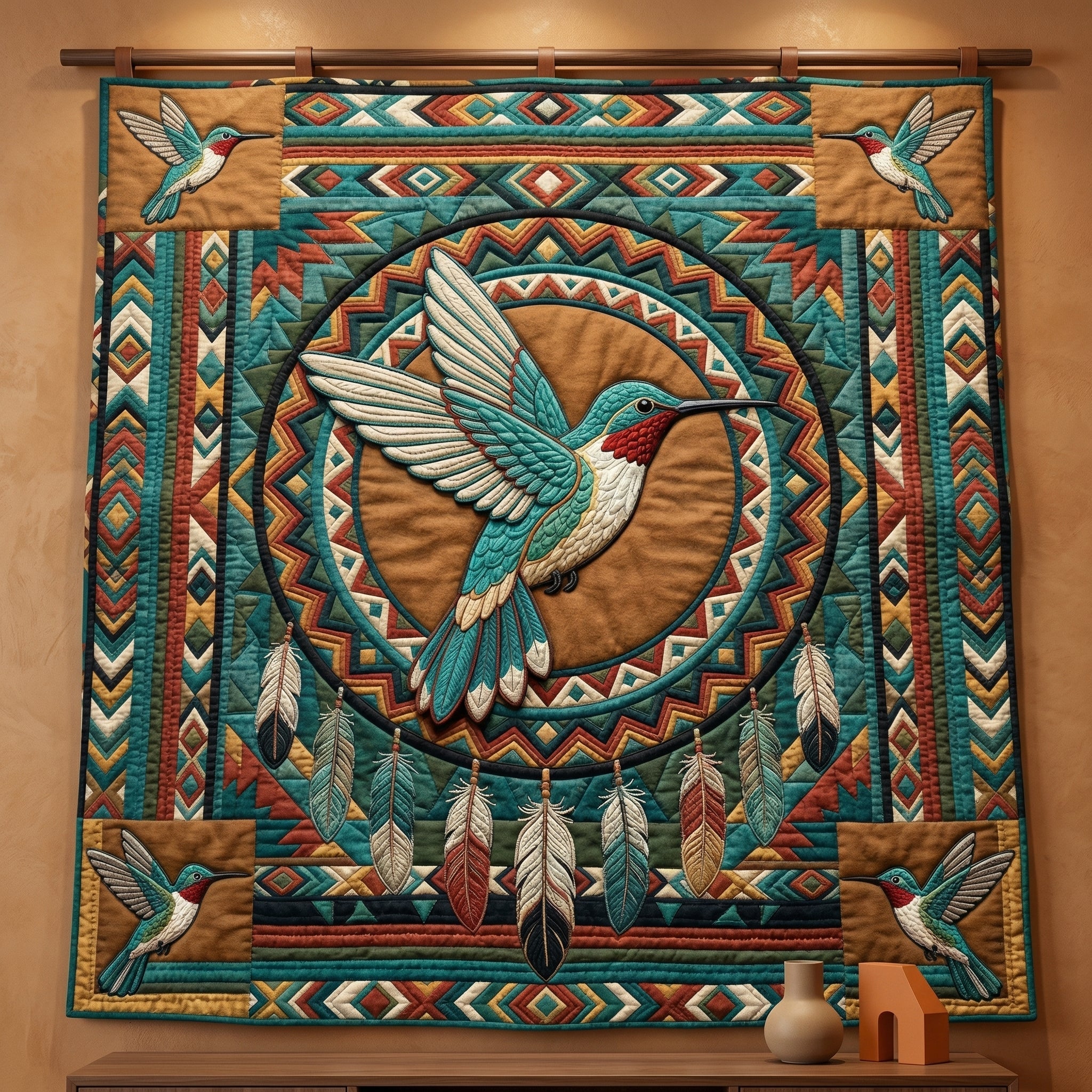 Native American Hummingbird XR0204002CL Quilt Blanket