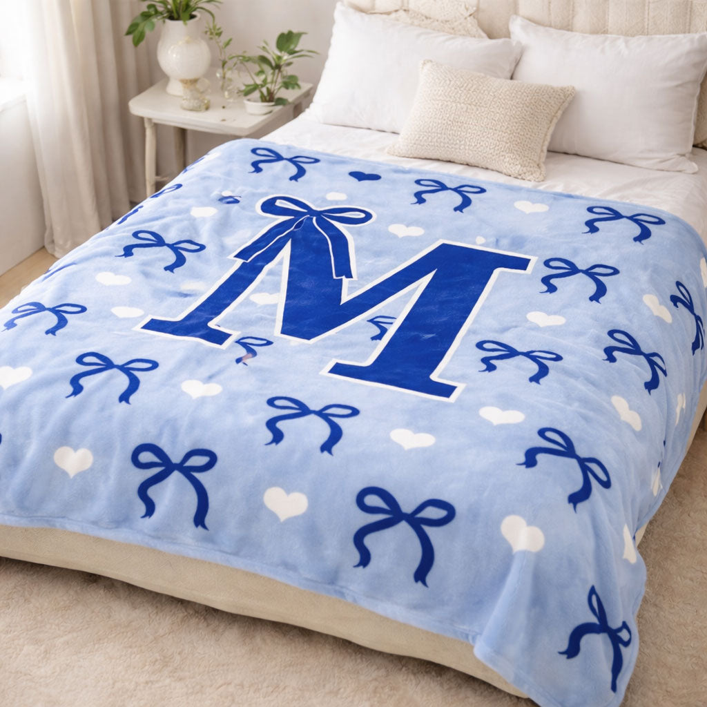 Sweetheart Ribbon Monogram – Royal Blue WN0403004CL Fleece Blanket