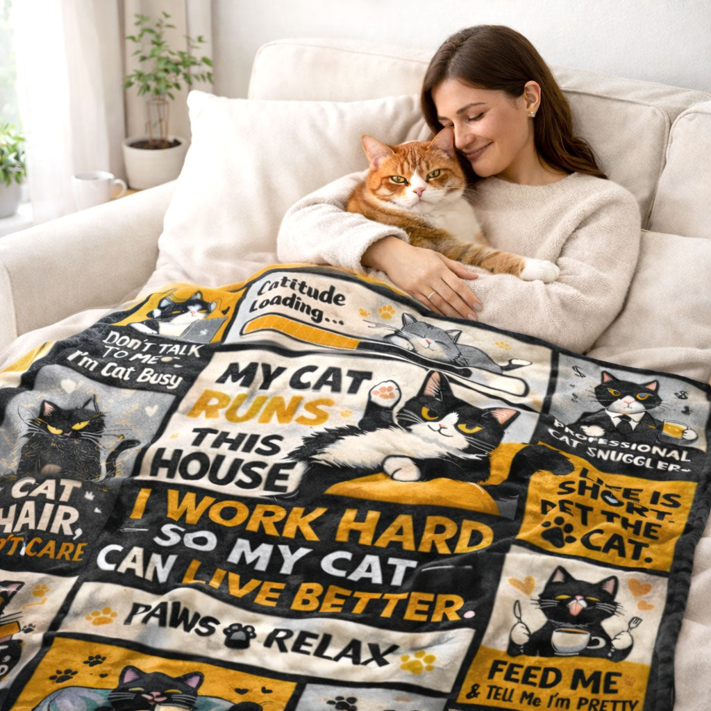 My Cat Runs This House WN0303005CL Fleece Blanket