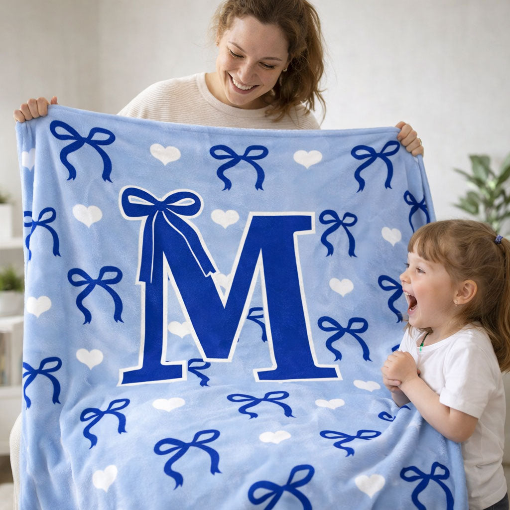 Sweetheart Ribbon Monogram – Royal Blue WN0403004CL Fleece Blanket