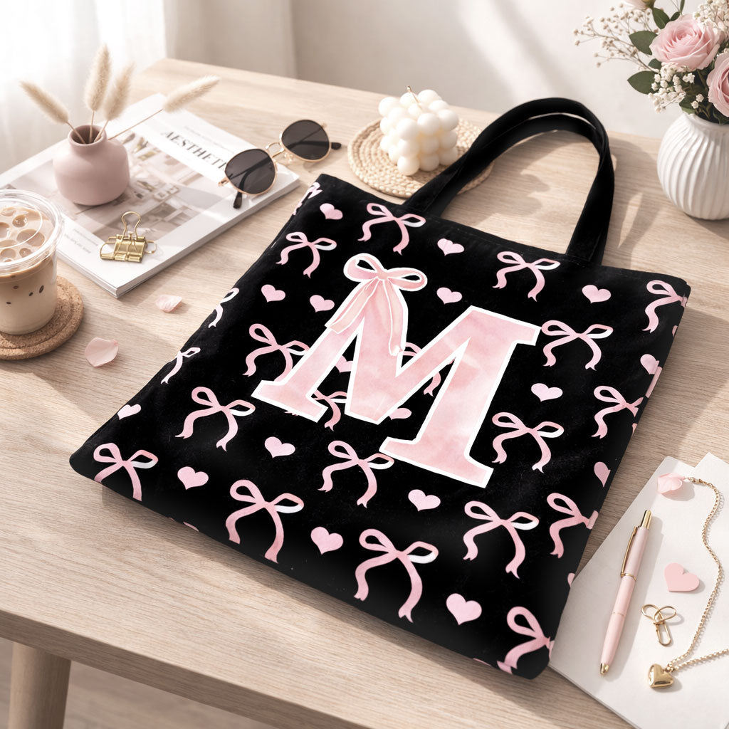Sweetheart Ribbon Monogram WN0303003CL Quilted Tote Bag
