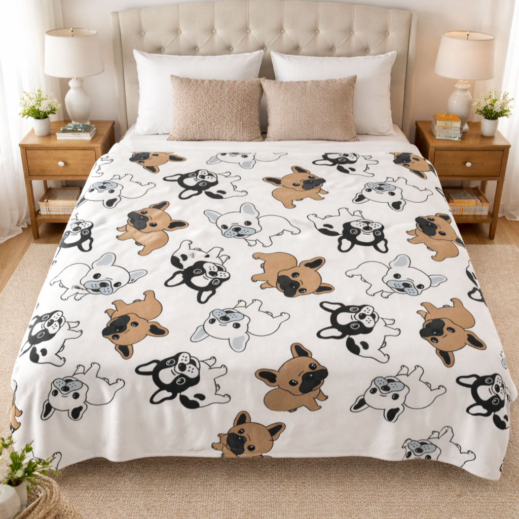 Frenchie Playful WN0302001CL Fleece Blanket